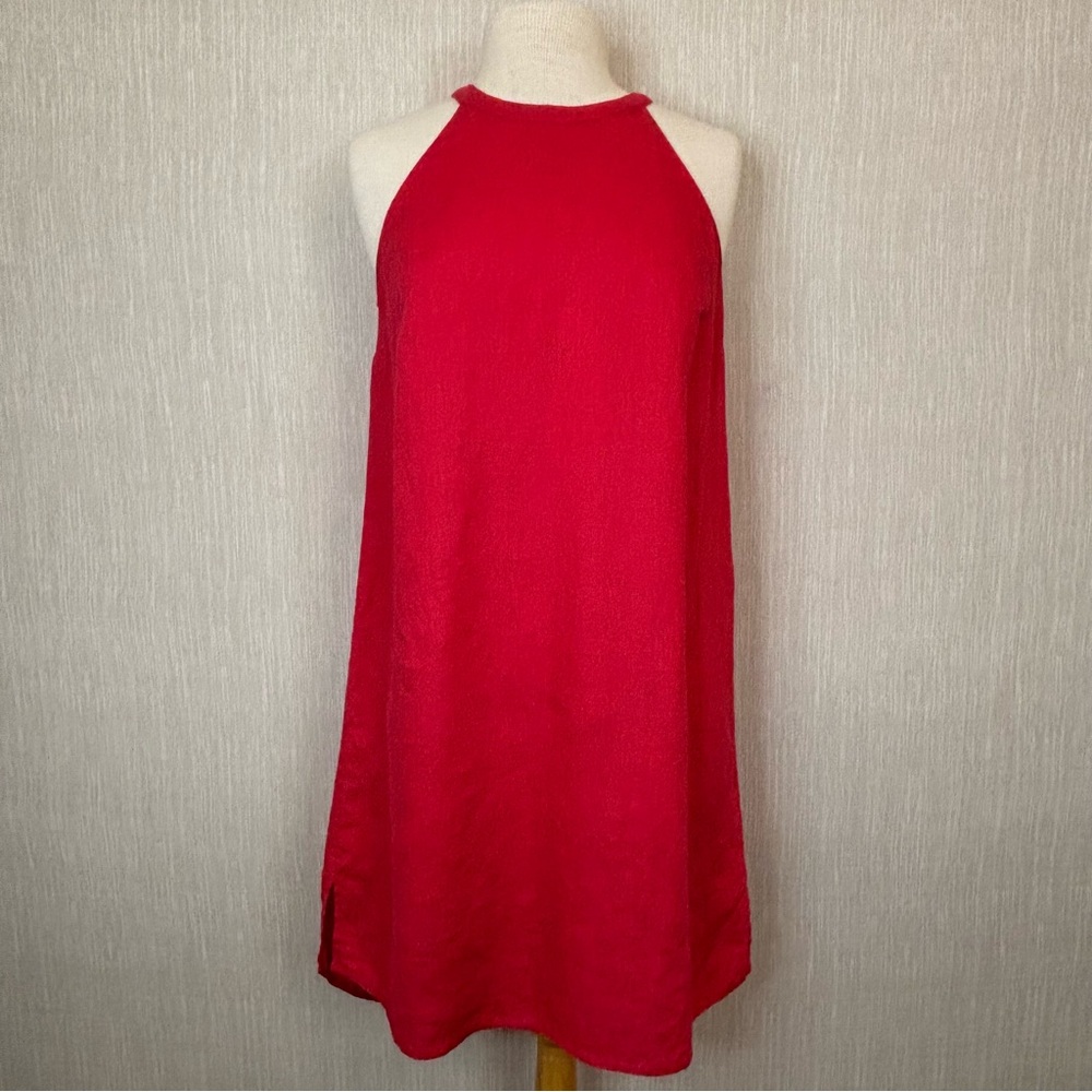 Antibes Blanc Womens 100% Linen Sleeveless Coral Dress Size S